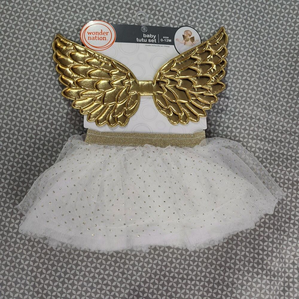 Tutu Set Gold and White Angel Baby 0-12 months No Boundaries